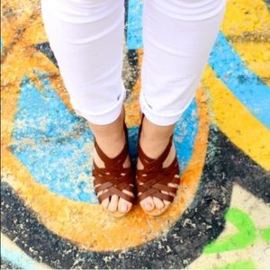Guess Brown Leather Wedges